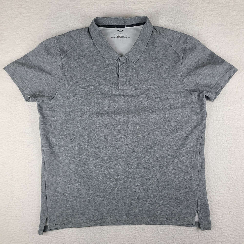 Oakley Polo Shirt Mens 2XL‎ XXL Gray Performance Regular Fit Short Sleeve